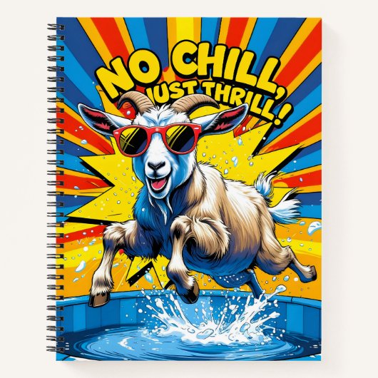Wild Goat Summer Retro Pool Splash Notitieboek (Voorkant)