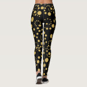 Wild Gold Polka Dot op zwarte Leggings (Achterkant)