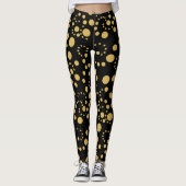 Wild Gold Polka Dot op zwarte Leggings (Voorkant)