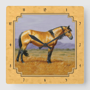 Wild Golden Buckskin Horse Yellow Vierkante Klok