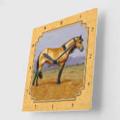 Wild Golden Buckskin Horse Yellow Vierkante Klok (Hoek)