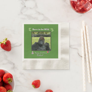 Wild Gorilla Jungle Verjaardagsontwerp Servet