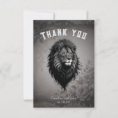 Wild Grace: opvallend portret van een leeuw Bedankkaart (Voorkant)