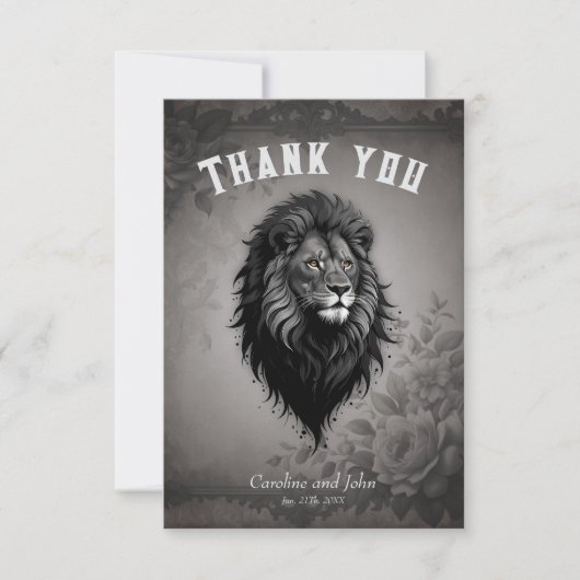 Wild Grace: opvallend portret van een leeuw Bedankkaart (Voorkant)