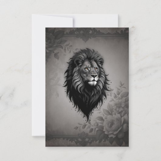 Wild Grace: opvallend portret van een leeuw Bedankkaart (Achterkant)