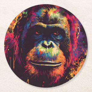 Wild Graffiti Urban Oerwoud Gorilla Ronde Kartonnen Onderzetter