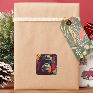 Wild Graffiti Urban Oerwoud Gorilla Vierkante Sticker