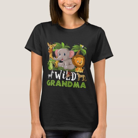 Wild Grandma Oerwoud Safari Zoo Theme T-shirt (Voorkant)