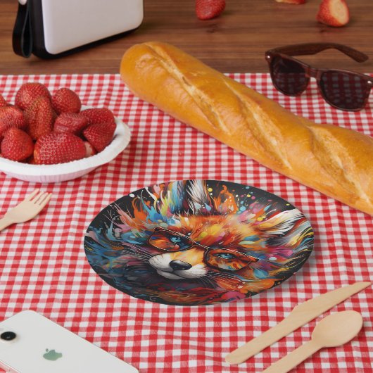 Wild Gratis Abstracte Pop Fox Papieren Bordje (Picknick)