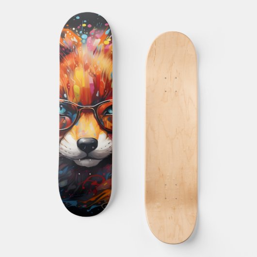 Wild Gratis Abstracte Pop Fox Persoonlijk Skateboard (Voorkant)