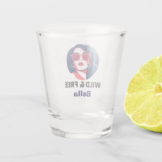 Wild & Gratis - Gepersonaliseerde echtscheiding Si Shot Glas (Achterkant)