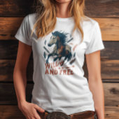 Wild & Gratis Mustang Cowboy Design T-shirt
