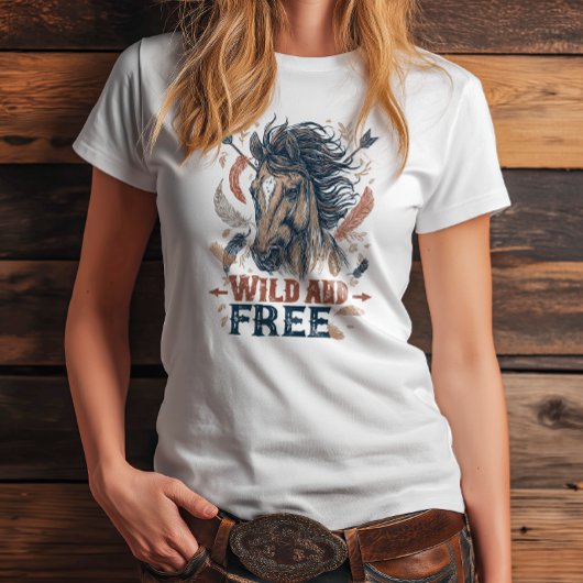 Wild & Gratis Mustang Cowgirl Design Tri-Blend Shirt