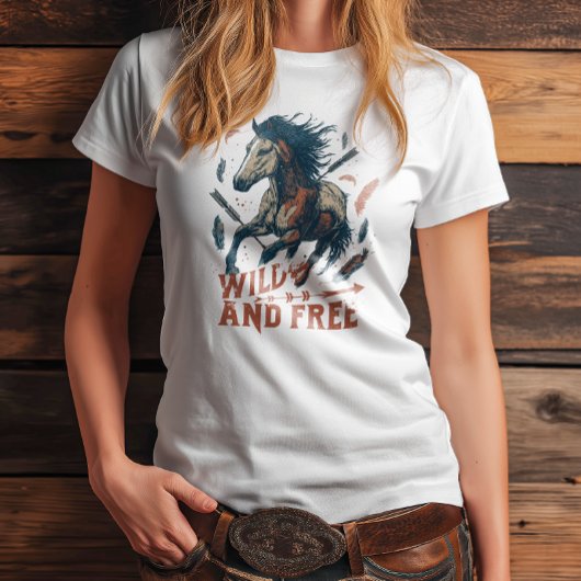 Wild & Gratis Mustang Cowgirl Design Tri-Blend Shirt