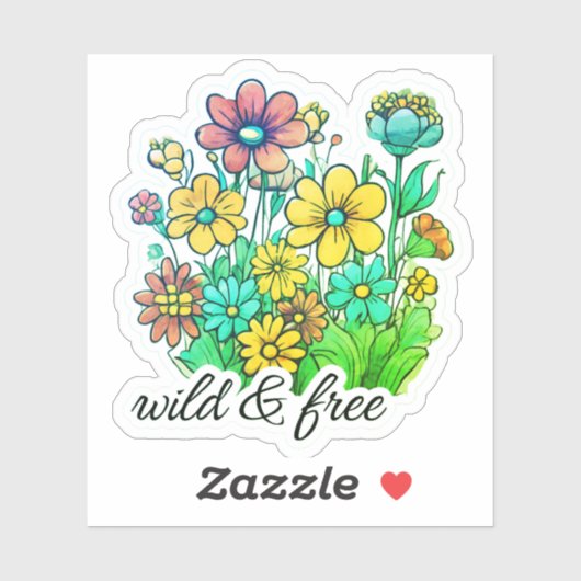 Wild & Gratis Retro Bloemen Waterdicht Sticker (Vel)