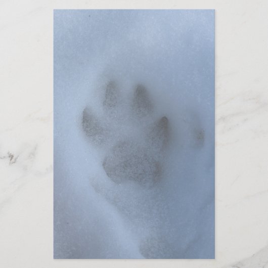 Wild Gray Wolf Paw Print in Winter Snow Briefpapier (Voorkant)