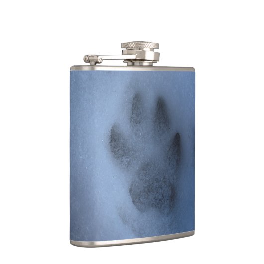 Wild Gray Wolf Paw Print in Winter Snow Heupfles (Rechts)
