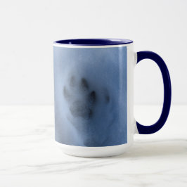 Wild Gray Wolf Paw Print in Winter Snow Mok