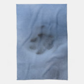 Wild Gray Wolf Paw Print in Winter Snow Theedoek (Verticaal)