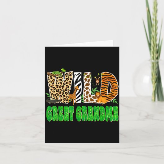 Wild Great Grandma Zoo Safari Animal Birthday Fami Kaart (Voorkant)