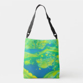 Wild Green Blue Flow Art Crossbody Tas (Achterkant)