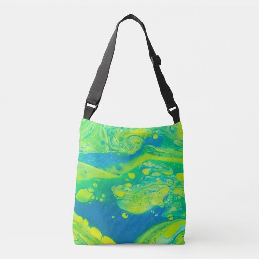 Wild Green Blue Flow Art Crossbody Tas (Voorkant)