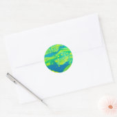 Wild Green Blue Flow Art Ronde Sticker (Envelop)