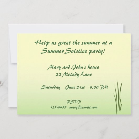 Wild Green Fern Zomer Solstice Party Uitnodiging (Achterkant)