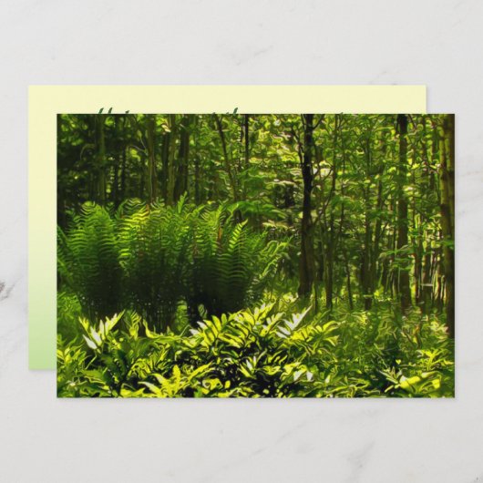 Wild Green Fern Zomer Solstice Party Uitnodiging (Voorkant / Achterkant)