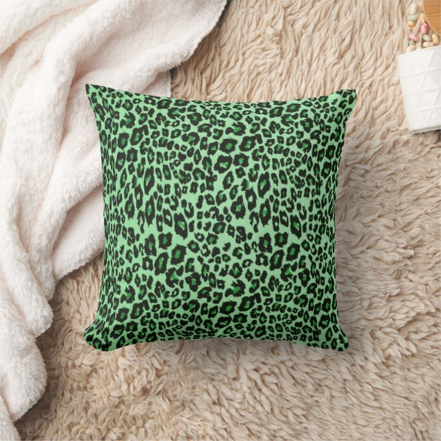 Wild Green Leopard Print Sierkussen (Deken)
