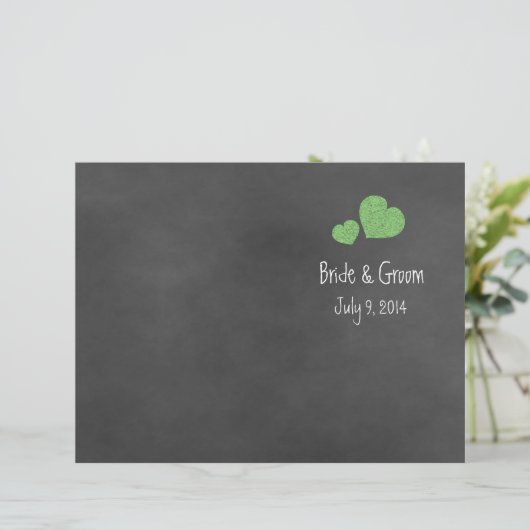 Wild Green Rozen Chalkboard Folded Wedding Program (Staand voorkant)