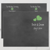Wild Green Rozen Chalkboard Folded Wedding Program (Voorkant / Achterkant)