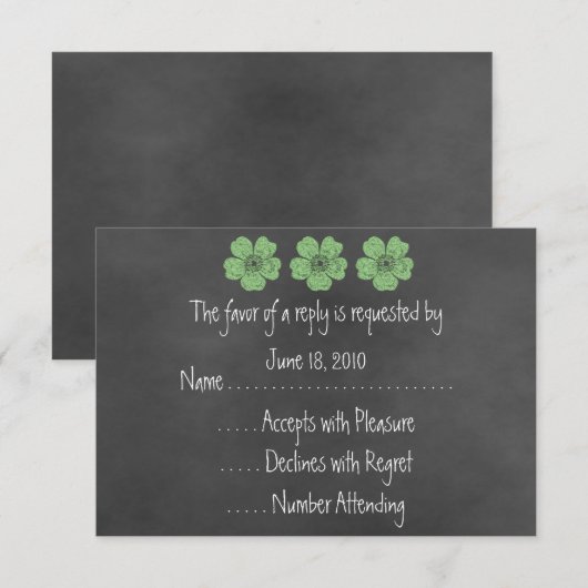 Wild Green Rozen Chalkboard RSVP-kaarten RSVP Kaartje (Voorkant / Achterkant)