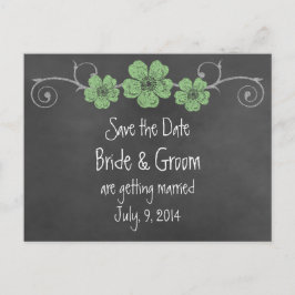 Wild Green Rozen Chalkboard Save the Date Briefkaa Aankondigingskaart