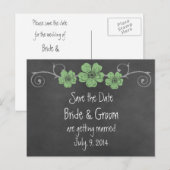 Wild Green Rozen Chalkboard Save the Date Briefkaa Aankondigingskaart (Voorkant / Achterkant)