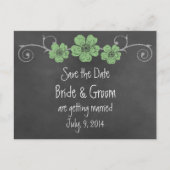 Wild Green Rozen Chalkboard Save the Date Briefkaa Aankondigingskaart (Voorkant)