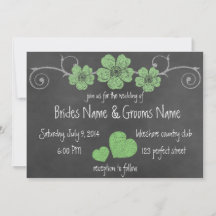 Wild Green Rozen Chalkboard Wedding Invitation