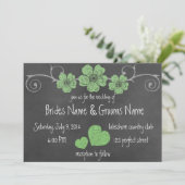 Wild Green Rozen Chalkboard Wedding Invitation Kaart (Staand voorkant)