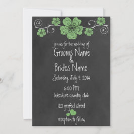 Wild Green Rozen Chalkboard Wedding Invitation Kaart