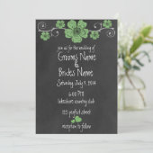 Wild Green Rozen Chalkboard Wedding Invitation Kaart (Staand voorkant)