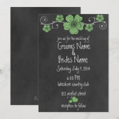 Wild Green Rozen Chalkboard Wedding Invitation Kaart (Voorkant / Achterkant)