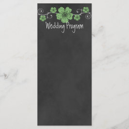 Wild Green Rozen Chalkboard Wedding Program Kaart