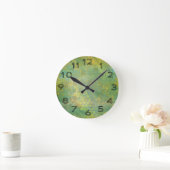 Wild Green Spots Grungy Cool Ronde Klok (Huis)
