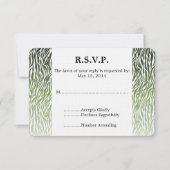 Wild Green Zebra Print Bruiloft RSVP (Voorkant)
