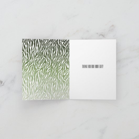 Wild Green Zebra Print Dank u Bedankkaart (Binnen)
