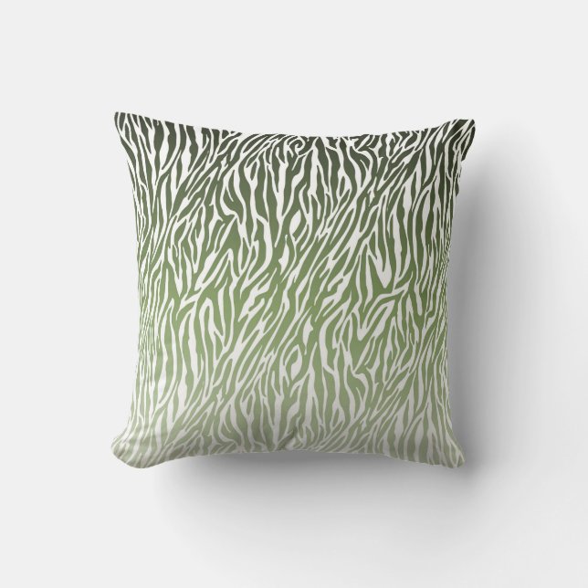 Wild Green Zebra Print Kussen (Voorkant)