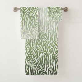 Wild Green Zebra Print Ombre Bad Handdoek
