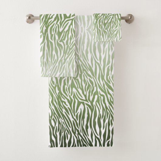 Wild Green Zebra Print Ombre Bad Handdoek (Insitu)