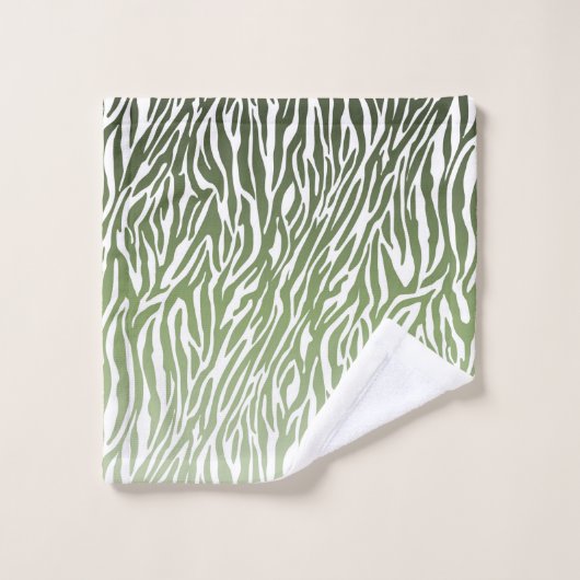 Wild Green Zebra Print Ombre Bad Handdoek (Wasdoekje)