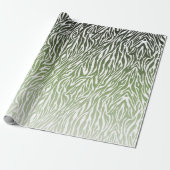 Wild Green Zebra Print Ombre Cadeaupapier (Uitgerold)